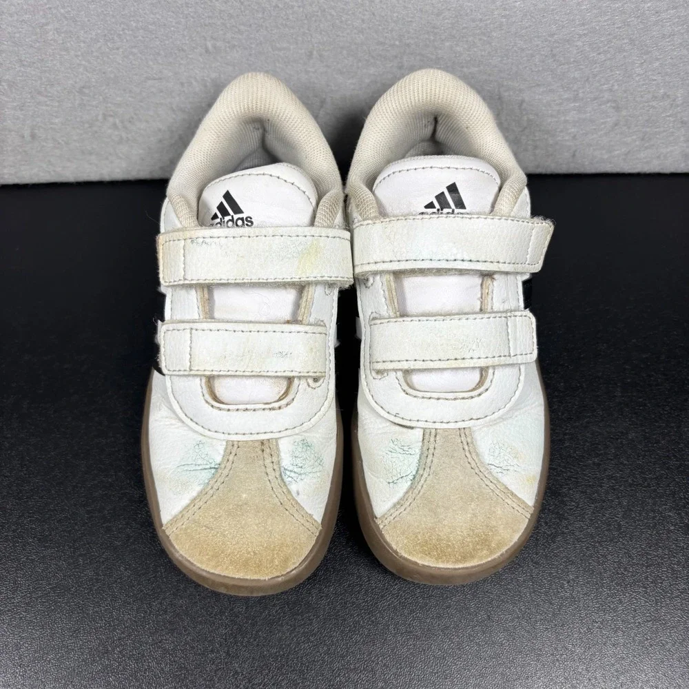 Adidas‎ VL Court 3.0 Hook & Loop No Tie Sneakers Shoes Toddler Size 10K White